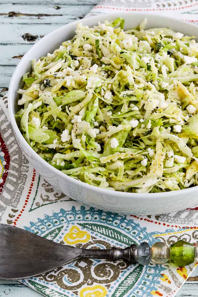 Close-up-photo for Low-Carb Greek Cabbage Salad.