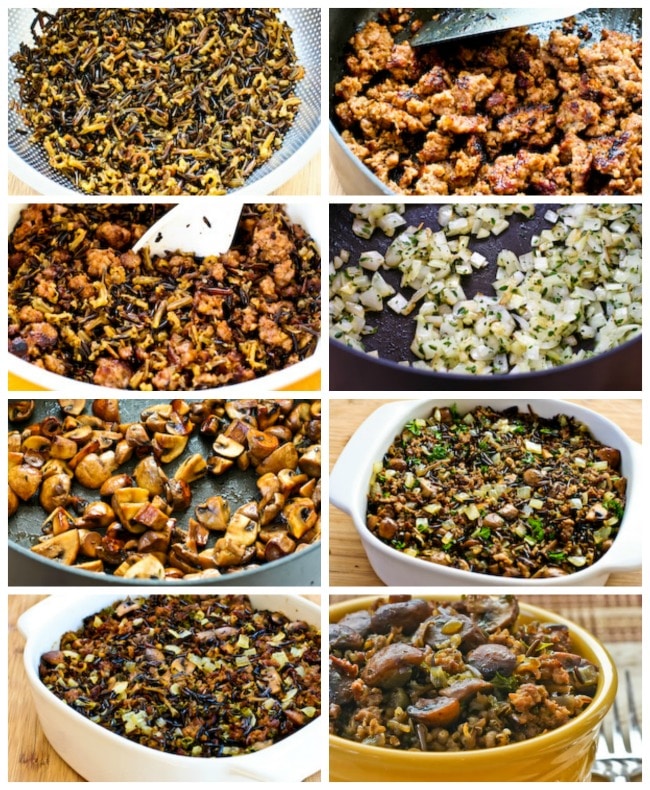 Wild Rice with Sausage and Mushrooms process shots collage