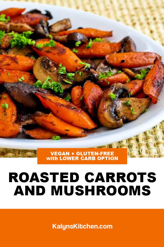 Pinterest image of Roasted Carrots and Mushrooms