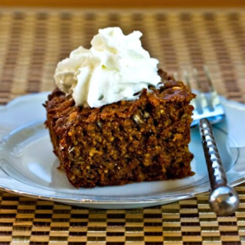 Oatmeal Spice Cake with Persimmon finished piece of cake on serving plate