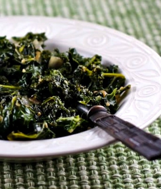 Sauteed Kale with Garlic and Onion found on KalynsKitchen.com