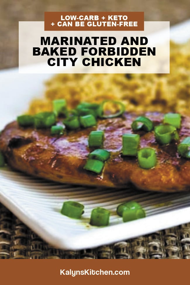 Pinterest image of Marinated and Baked Forbidden City Chicken