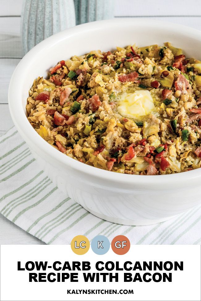 Pinterest images of low carb colcannon recipes with bacon