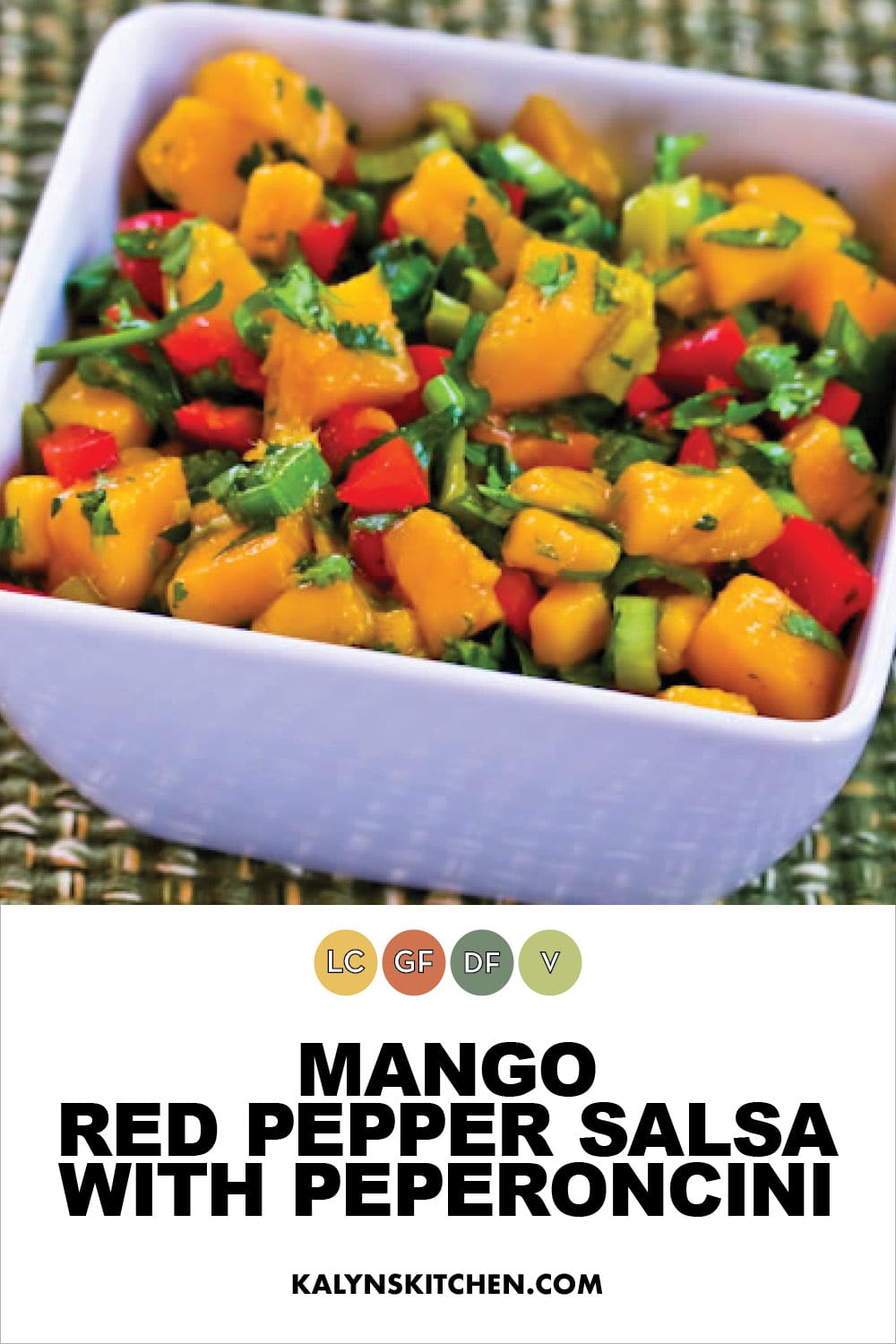 Pinterest image of Mango Red Pepper Salsa with Peperoncini