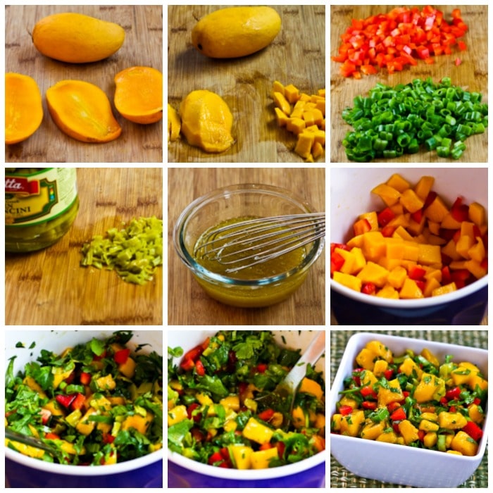 Mango Salsa with Red Bell Pepper process shots collage