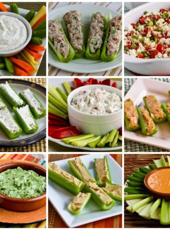 Tasty Carb-Conscious Snacks with Celery collage of featured recipes