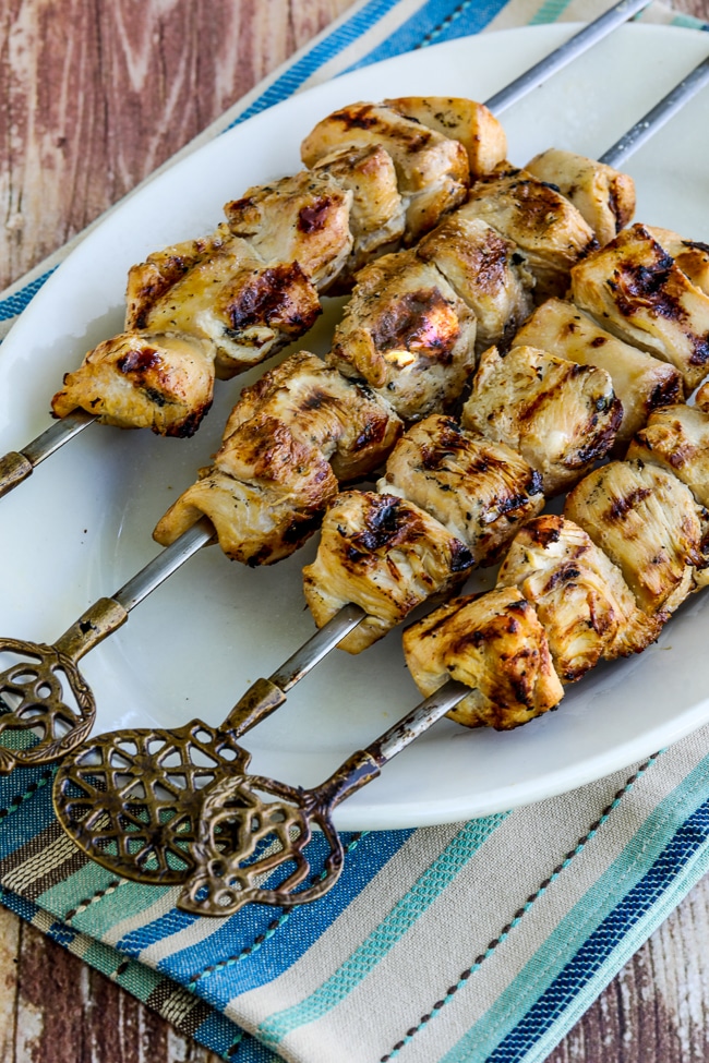 Sanpete County Grilled Turkey Kabobs close-up photo of cooked kabobs on plate