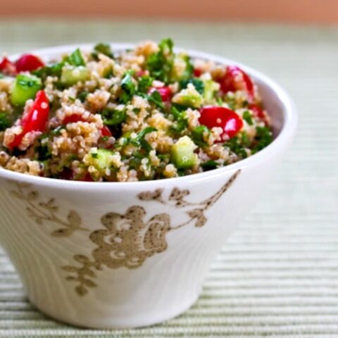 Quinoa Tabbouleh Salad photo of finished salad in serving bowl