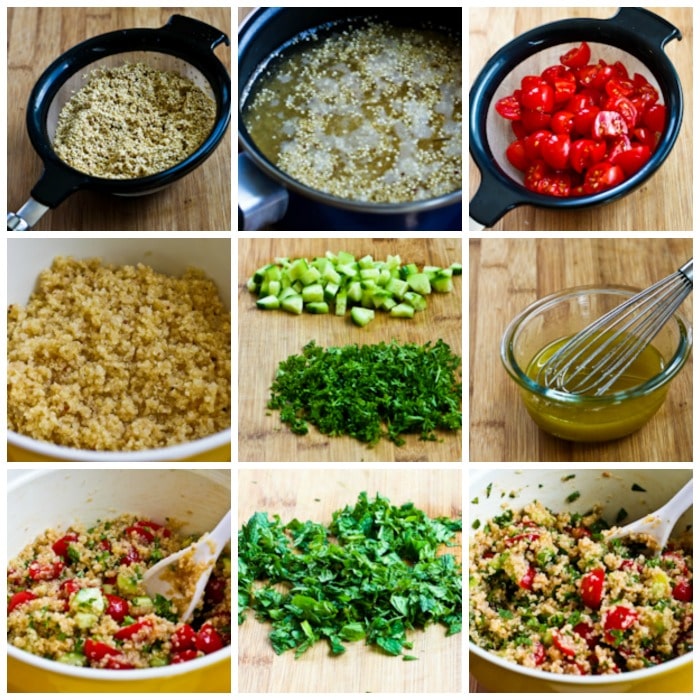 Quinoa Tabbouleh Salad process shots collage