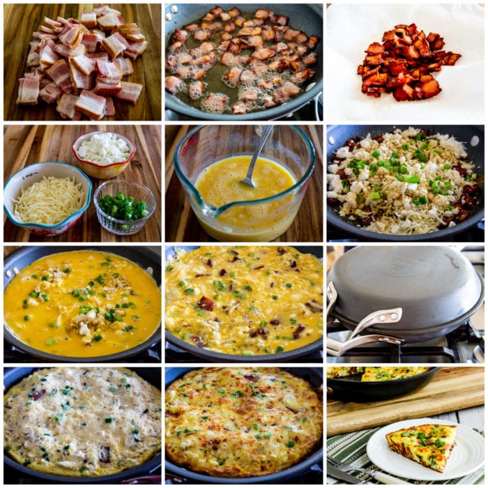 Bacon Frittata with Two Cheeses process shots collage