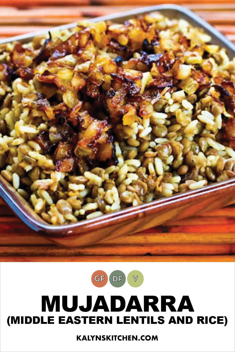 Pinterest image of Mujadarra (Middle Eastern Lentils and Rice)
