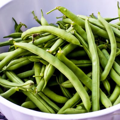 green beans in colander