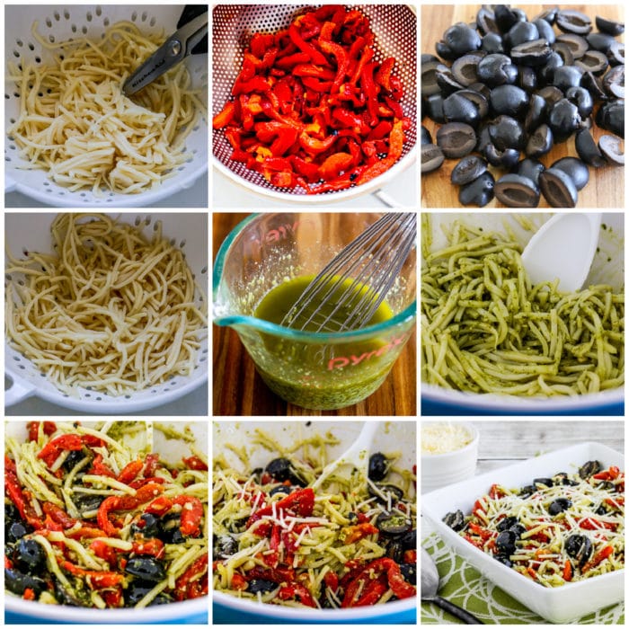 Pesto Pasta Salad process shots collage