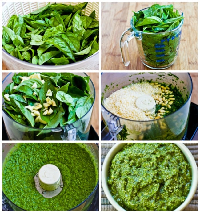 Process photo collage for Basil Pesto with Lemon