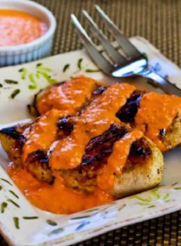 Grilled Garlic Chicken with Red Pepper Aioli