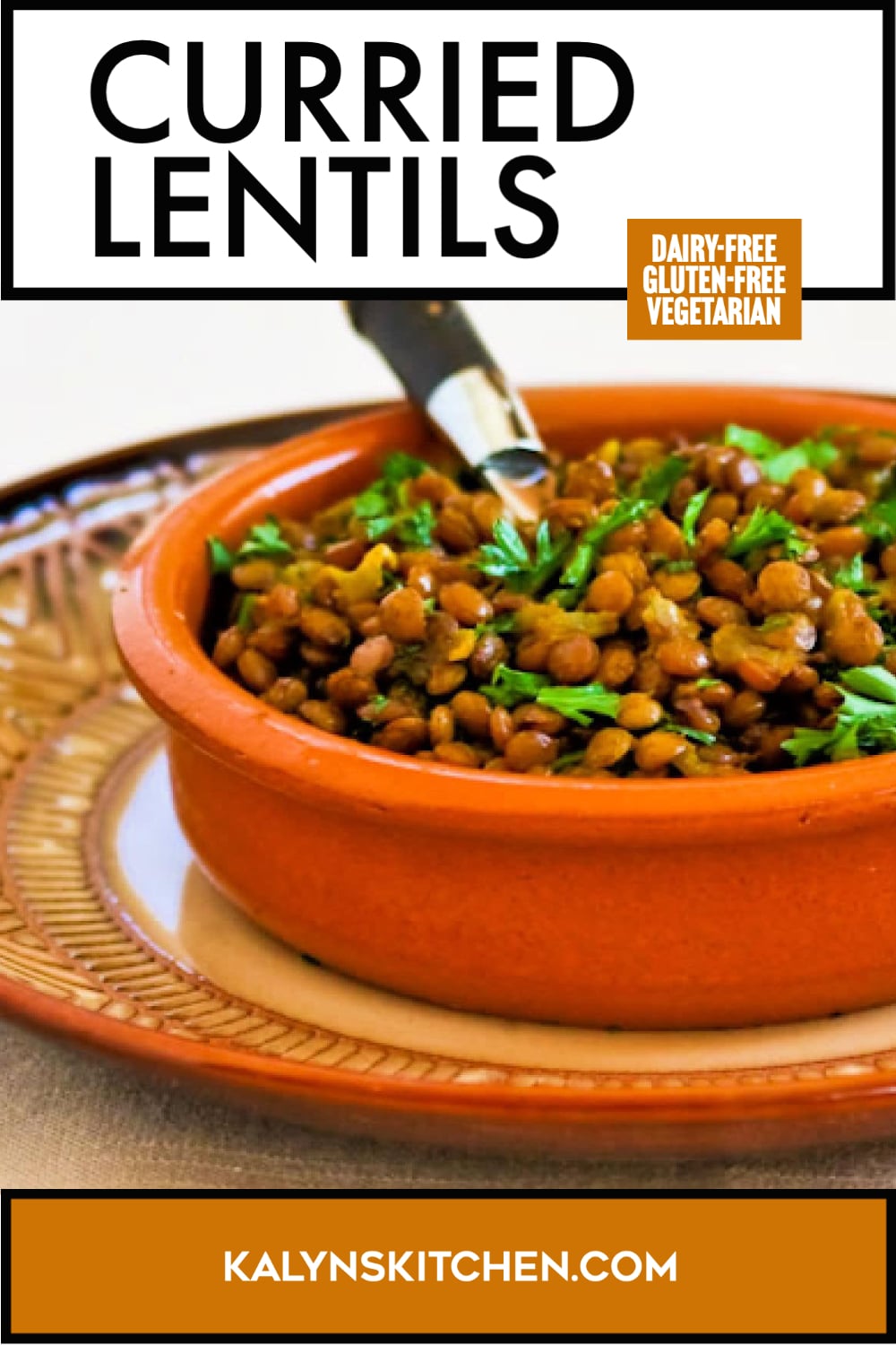 Pinterest image of Curried Lentils
