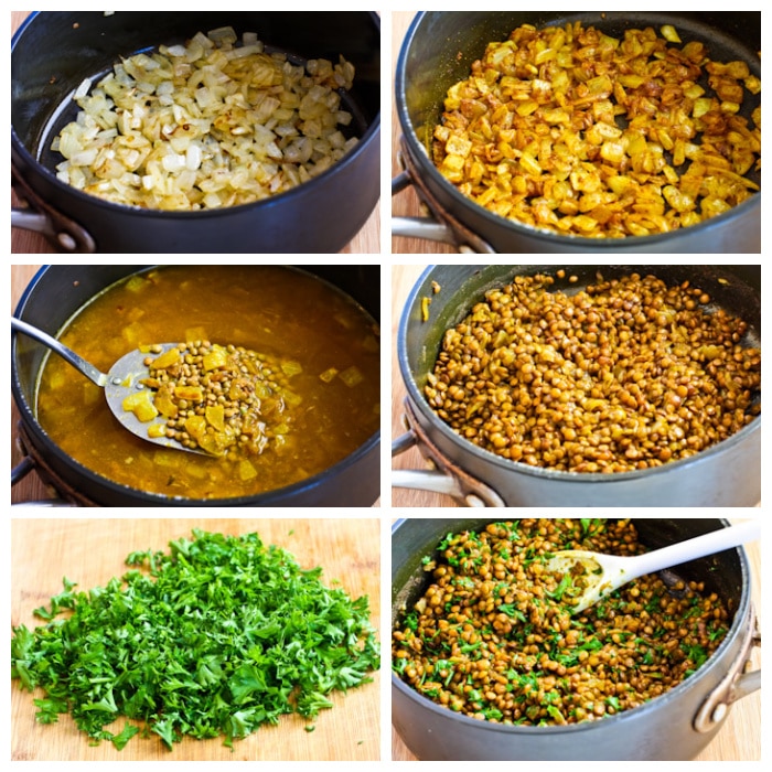 Indian Spiced Lentils process shots collage