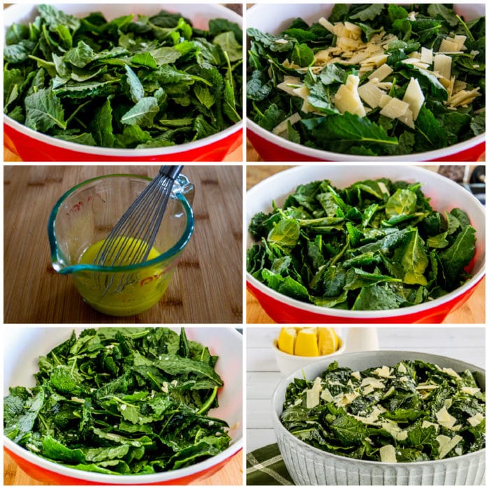 Lemon Parmesan Kale Salad process shots collage
