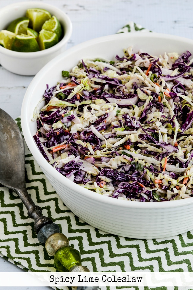 Spicy Lime Coleslaw finished salad in serving bowl