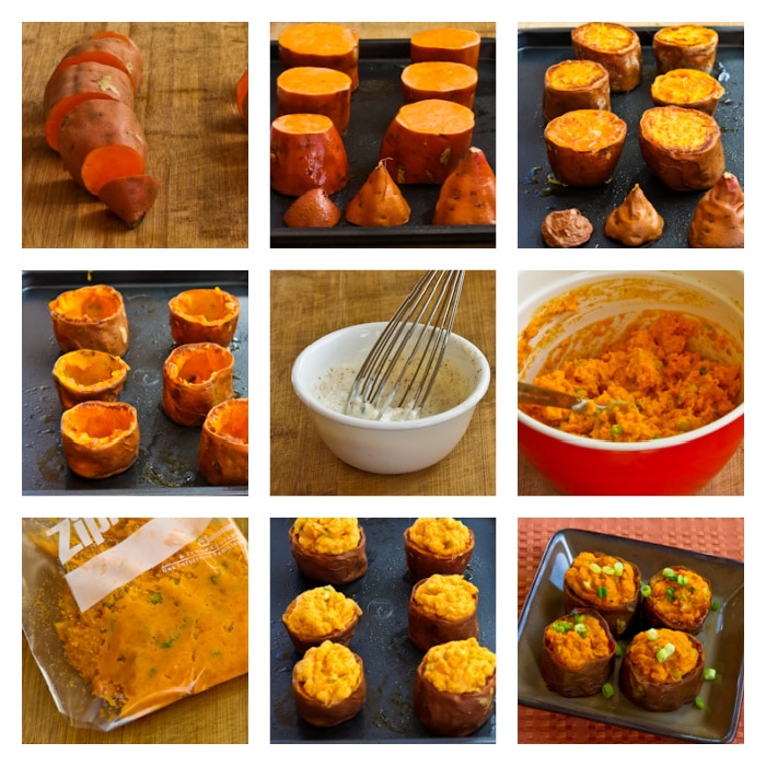 Twice-Baked Sweet Potatoes with Sour Cream and Chipotle process shots collage