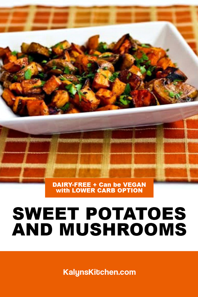 Pinterest image of Sweet Potatoes and Mushrooms