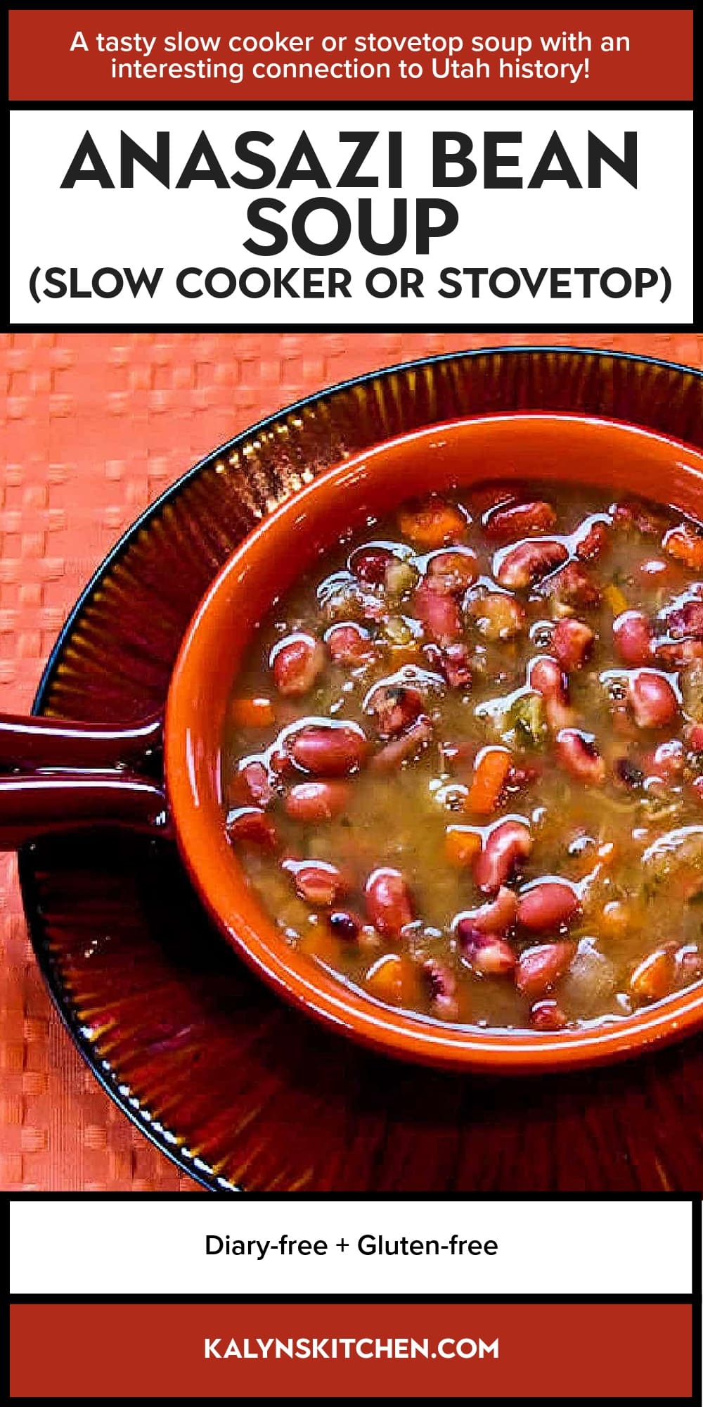 Pinterest image of Anasazi Bean Soup (Slow Cooker or Stovetop)