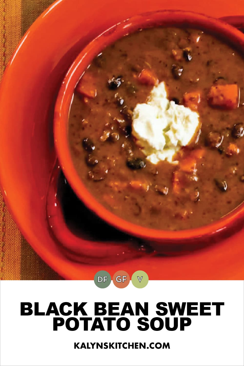 Pinterest image of Black Bean Sweet Potato Soup