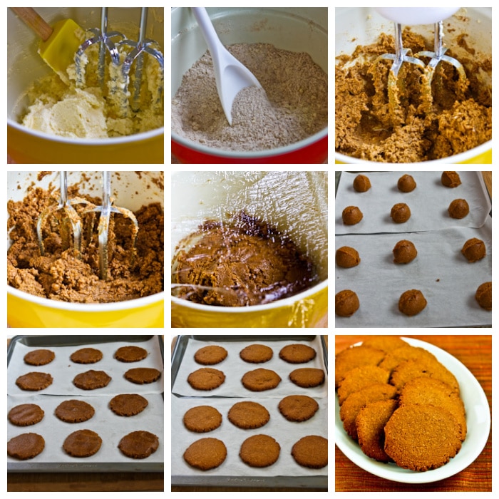 Low-Sugar Whole Wheat Molasses-Almond Cookies process shots collage