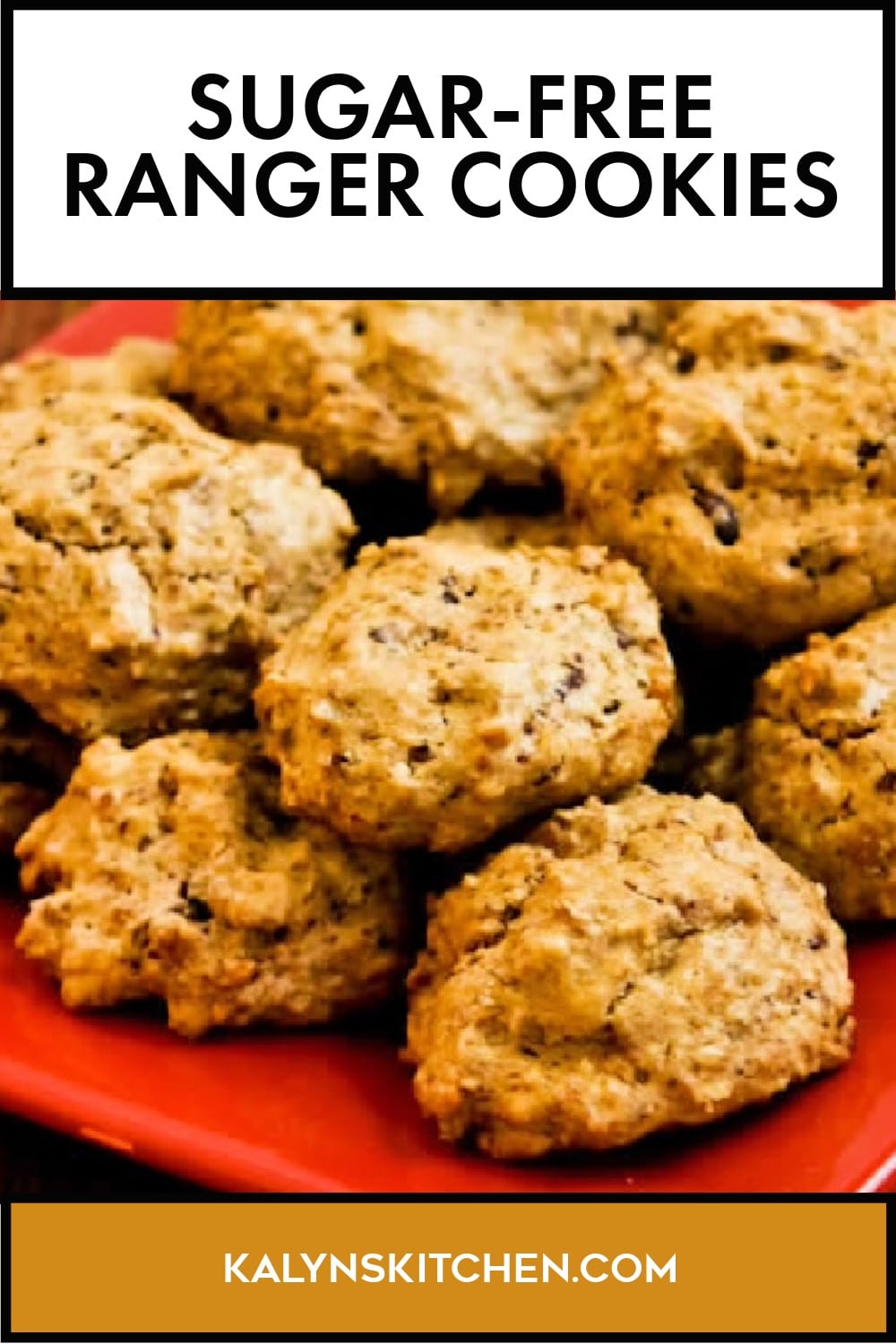 Pinterest image of Sugar-Free Ranger Cookies