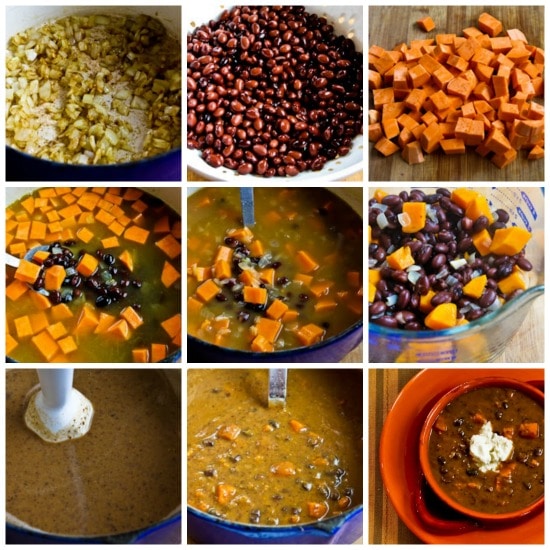 Vegetarian Black Bean and Sweet Potato Soup with Lime found on KalynsKitchen.com