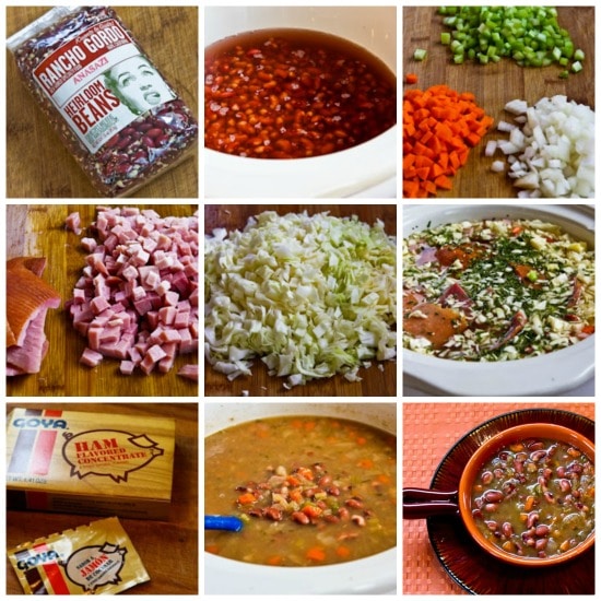 Crockpot (or Stovetop) Anasazi Bean and Cabbage Soup found on KalynsKitchen.com