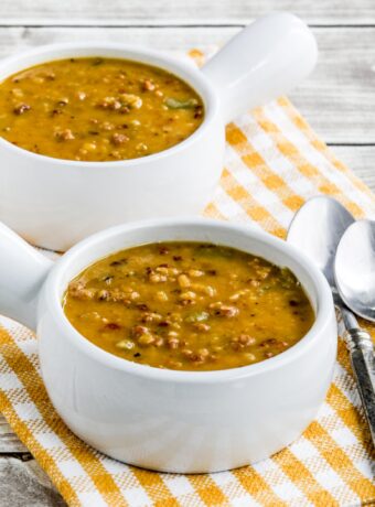 square thumbnail image of Yellow Split Pea Soup in white serving bowls
