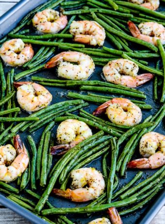 Spicy Green Beans and Shrimp Sheet Pan Meal close-up photo