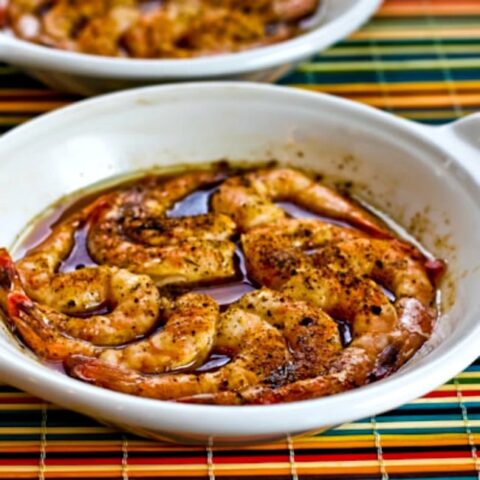 Spicy Broiled Shrimp cooked shrimp in serving dish