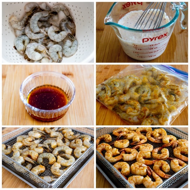 Air Fryer Shrimp process shots collage