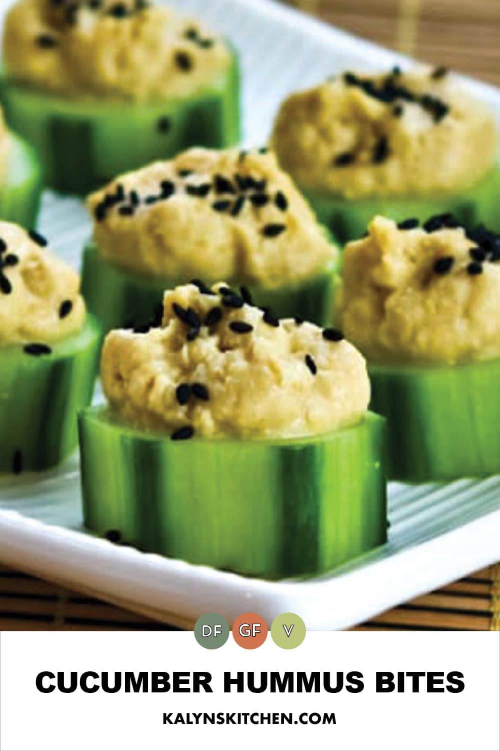 Pinterest image of Cucumber Hummus Bites