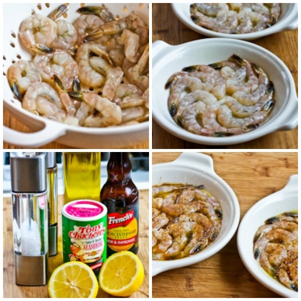 Spicy Broiled Shrimp process shots collage