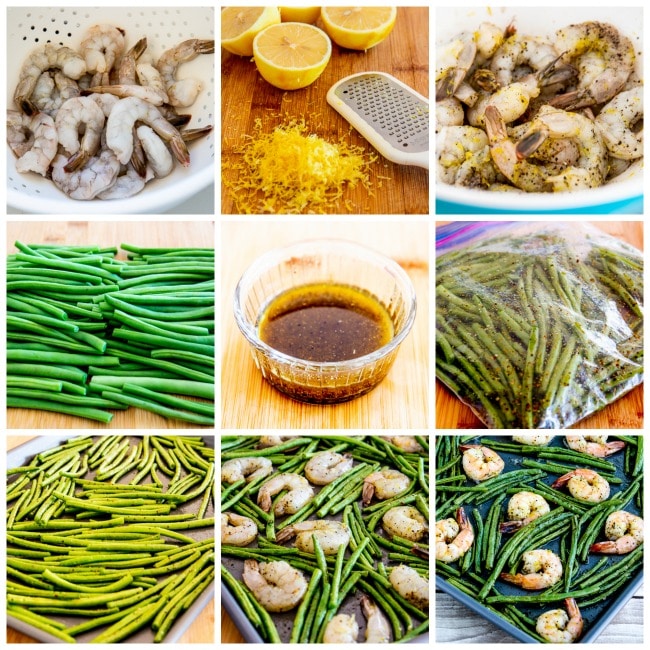 Spicy Green Beans and Shrimp Sheet Pan Meal process shots collage