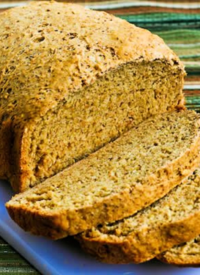 Cropped image for Bread Machine Whole Wheat Bread showing loaf with slices.