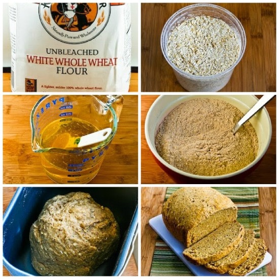 Bread Machine Recipe for 100% Whole Wheat Bread with Oats, Bran, and Flax Seed found on KalynsKitchen.com