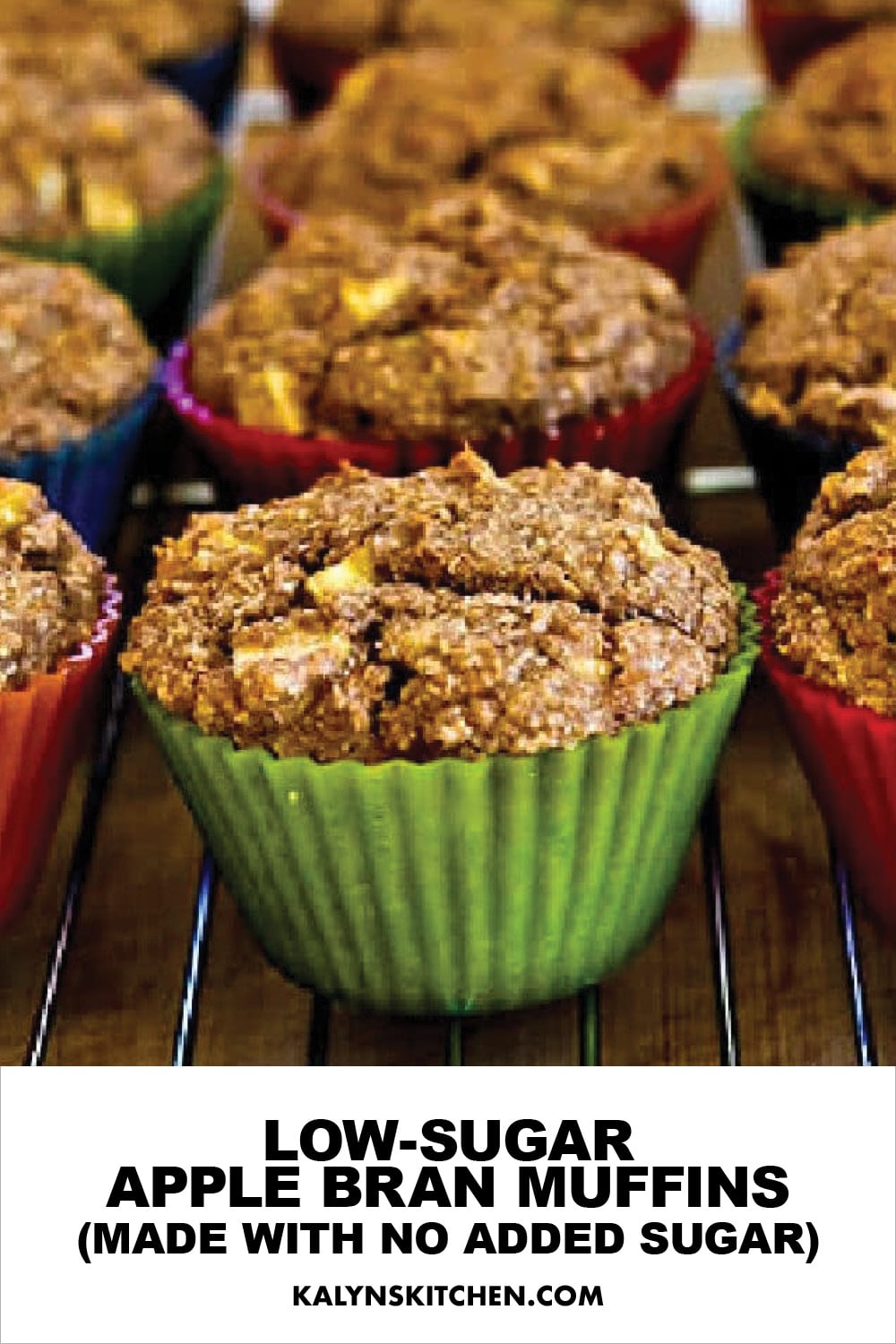 Pinterest image of Low-Sugar Apple Bran Muffins