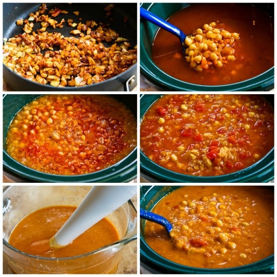 Crockpot Red Lentil, Chickpea, and Tomato Soup with Smoked Paprika found on KalynsKitchen.com