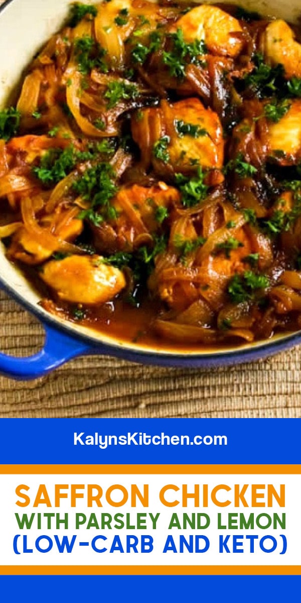 Pinterest image of Saffron Chicken with Parsley and Lemon