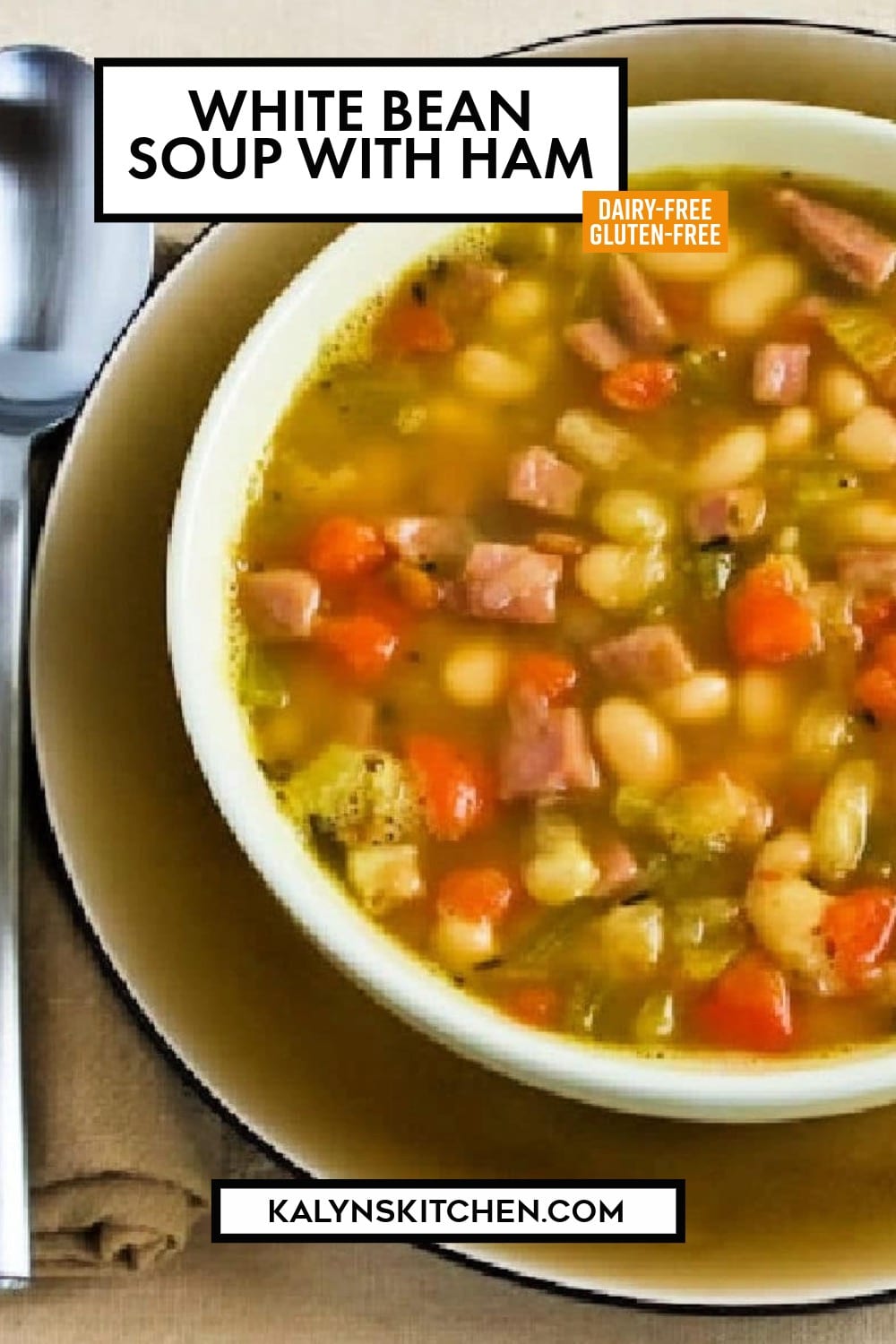 Pinterest image of White Bean Soup with Ham