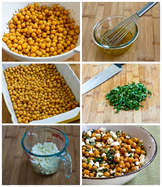Garlicky Roasted Chickpeas with Feta, Mint, and Lemon on KalynsKitchen.com
