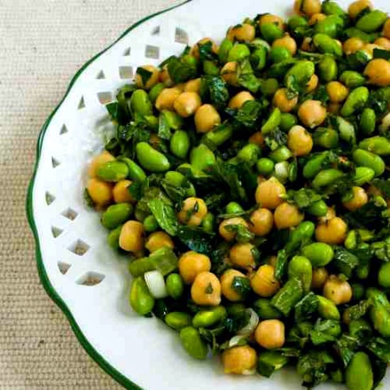 Close-up photo for Chickpea and Edamame Salad with Lemon and Mint 