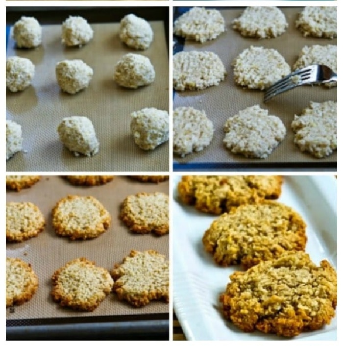 collage of steps for baking Sugar-Free Coconut Almond Macaroon Cookies