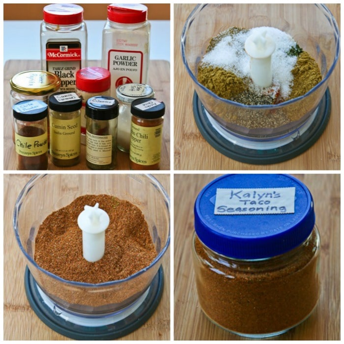 Kalyn's Taco Seasoning Mix process shot collage with ingredients