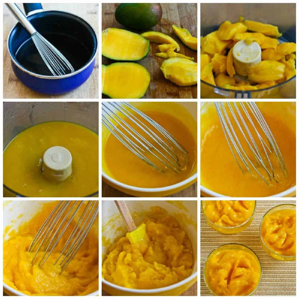 Process shot collage for how to make Mango Sorbet