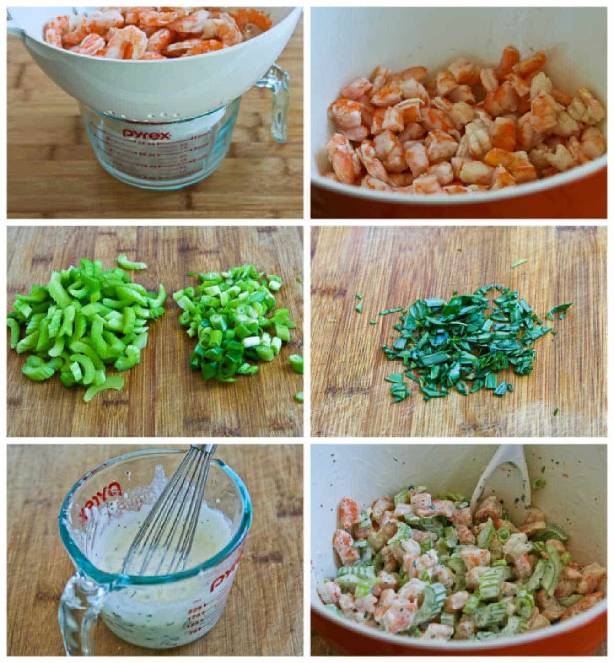 Tarragon Shrimp Salad collage of recipe steps